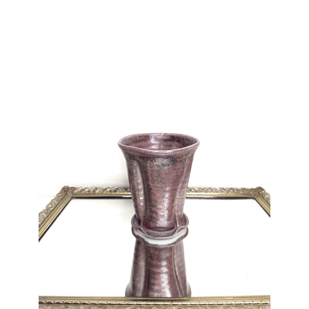 Unique Vintage Purple Gray Signed Pottery Vase